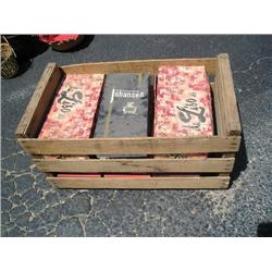 Wooden crate filled w/vintage shoes