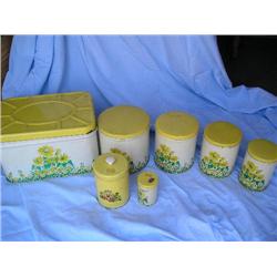 Yellow vintage canister set
