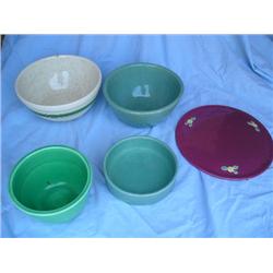 Mixing bowls, cake platter