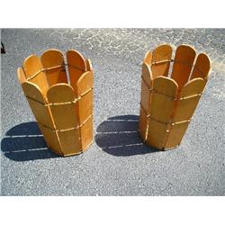 3 wood slatted formed buckets