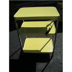 Vintage yellow metal kitchen cart