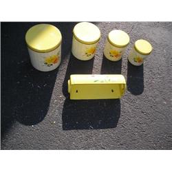 Yellow vintage canister set