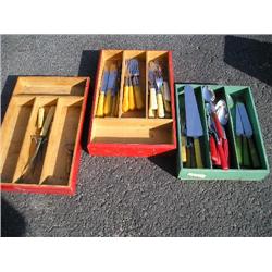 3 flatware trays filled w/flatware