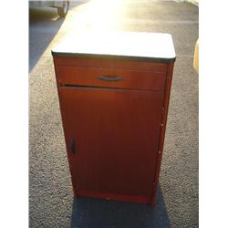 Red metal kitchen cabinet
