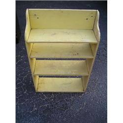 yellow shelf unit