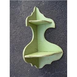 green corner wooden shelf