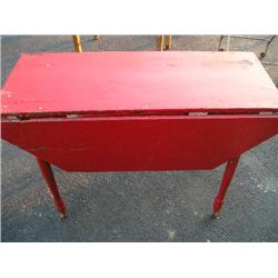 Red drop leaf table
