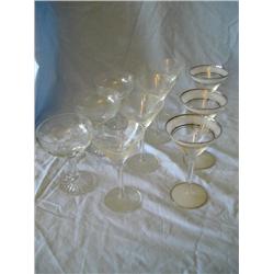 Small martini glasses and champagne glasses