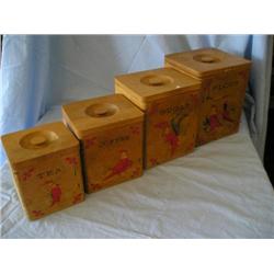 wood rooster canister set