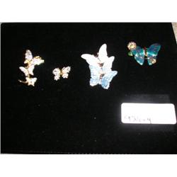 4 butterfly brooches