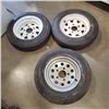 Image 1 : 3 TRAILER TIRES AND RIMS