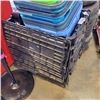 Image 2 : 5 BLACK TOTES W/ BUILT IN LIDS AND LOT OF PLASTIC BINS