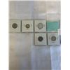 Image 2 : 5 - 1951 CANADIAN COINS GEORGE VI 25 CENT 10 CENT .800 SILVER PLUS BOTH TYPES OF 5 CENT AND 1 CENT