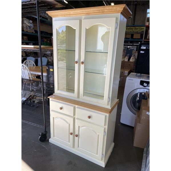 TWO PIECE CABINET WITH GLASS SHELVES