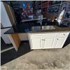 Image 8 : KITCHEN ISLAND WITH 1-1/4 INCH THICK STONE TOP, (GRANITE) 80 INCH LONG, 40 INCH WIDE, INCLUDES DOUBL