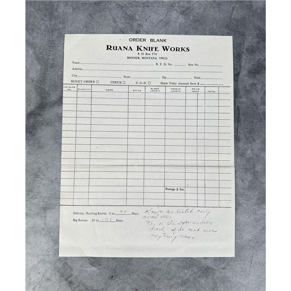 Rudy RH Ruana Bonner Montana Order Form