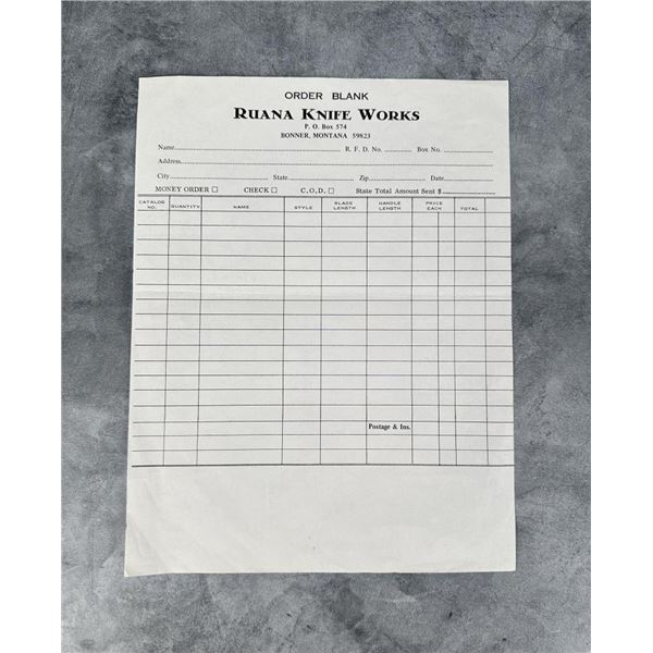 Rudy RH Ruana Bonner Montana Order Form
