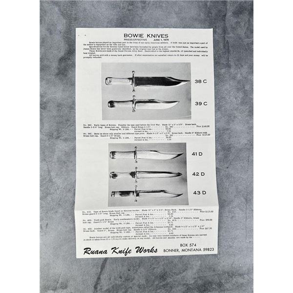 Rudy RH Ruana Bonner Montana Bowie Knife Flyer