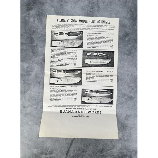 Ruana Knife Works Custom Knife Flyer