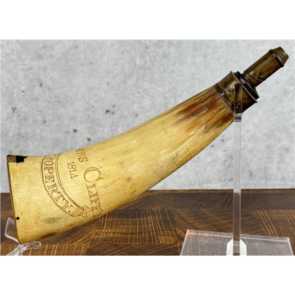 1814 Named American Ship Scrimshaw Powder Horn