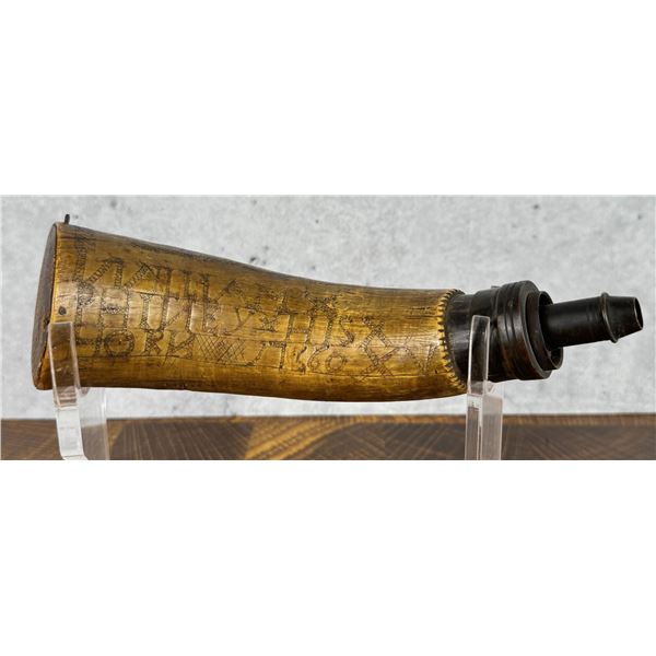 1760 American Colonial Named Scrimshaw Powder Horn