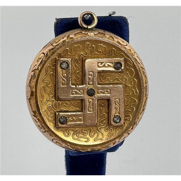 Victorian Gold Filled Sweetheart Locket Swastika