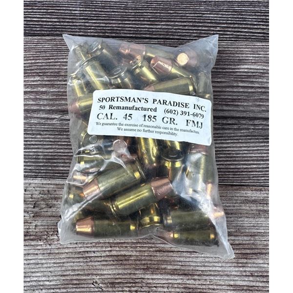 50 Rounds of .45 185 Gr FMJ Pistol Ammo
