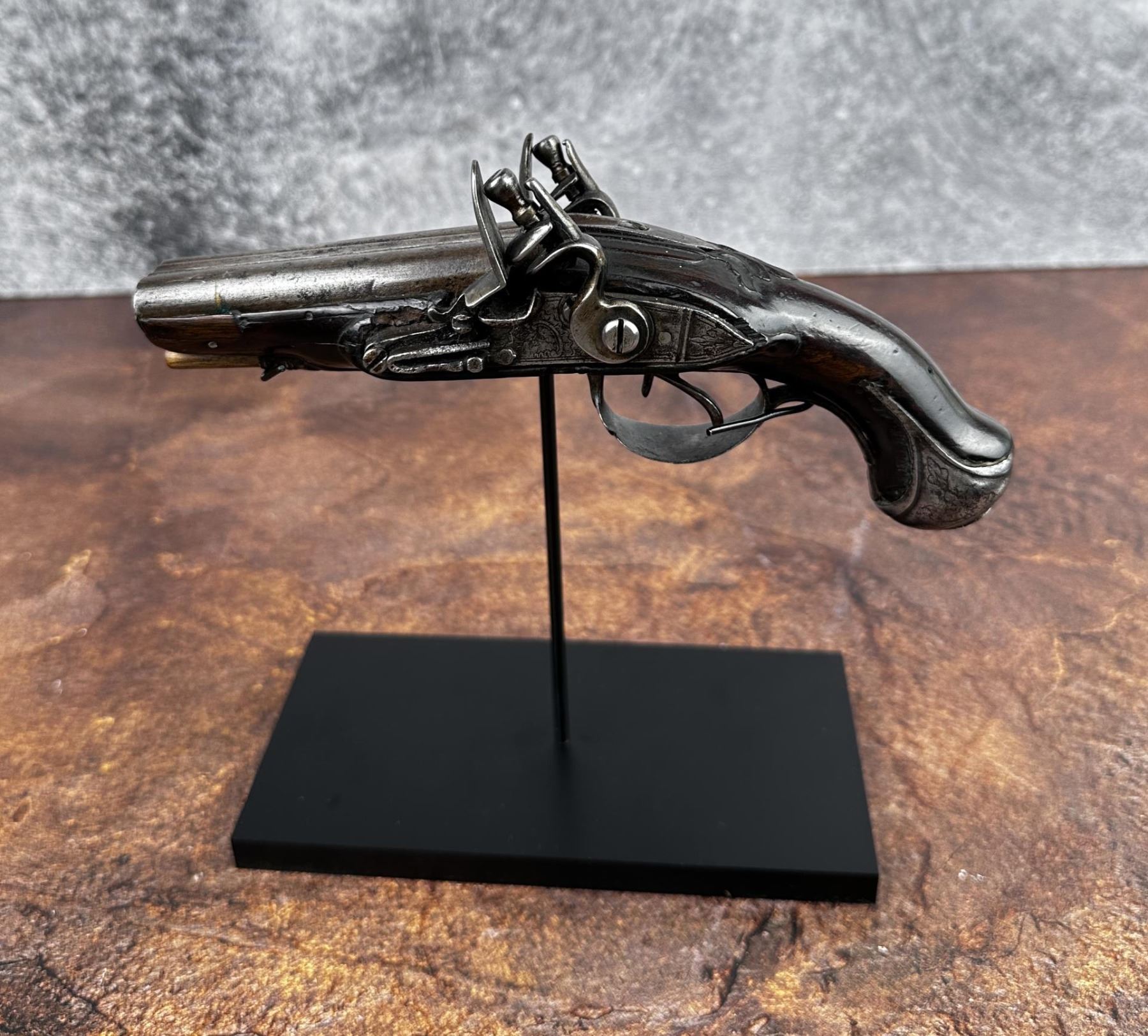 French Double Barrel Flintlock Pistol