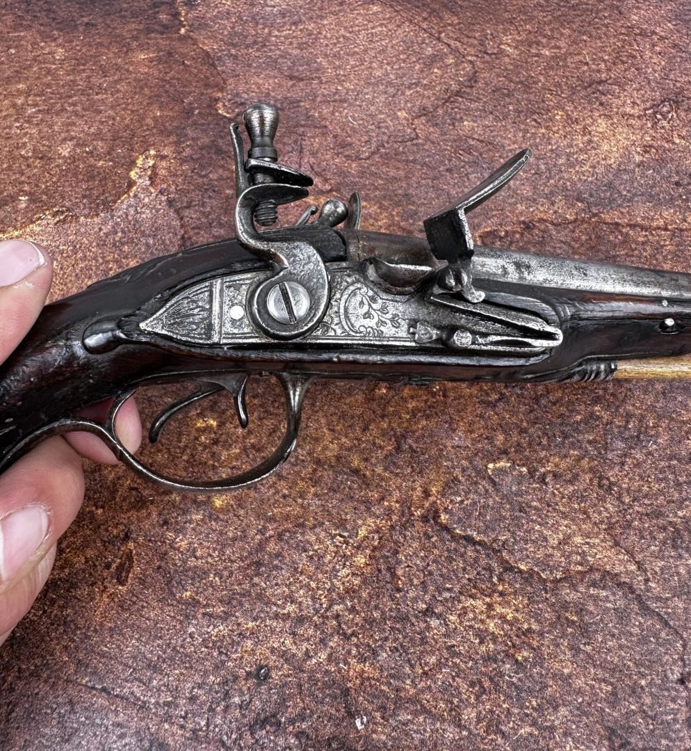 French Double Barrel Flintlock Pistol