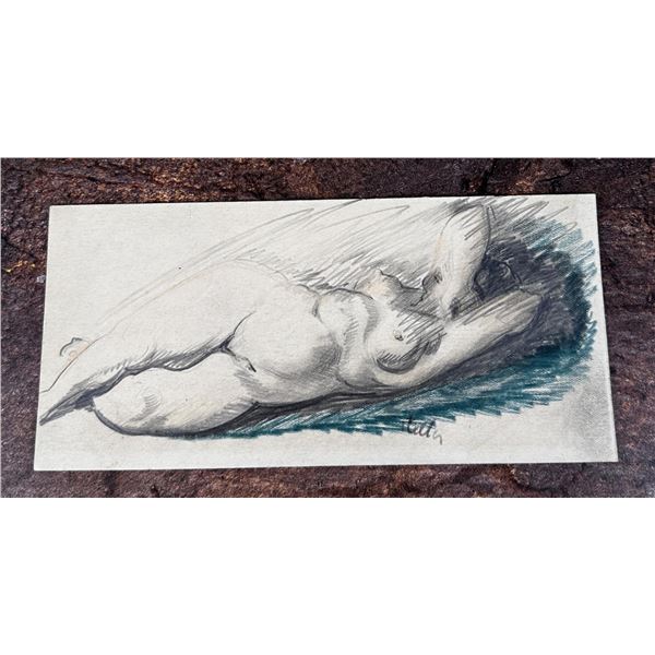 Freeman Butts Pastel Nude Drawing