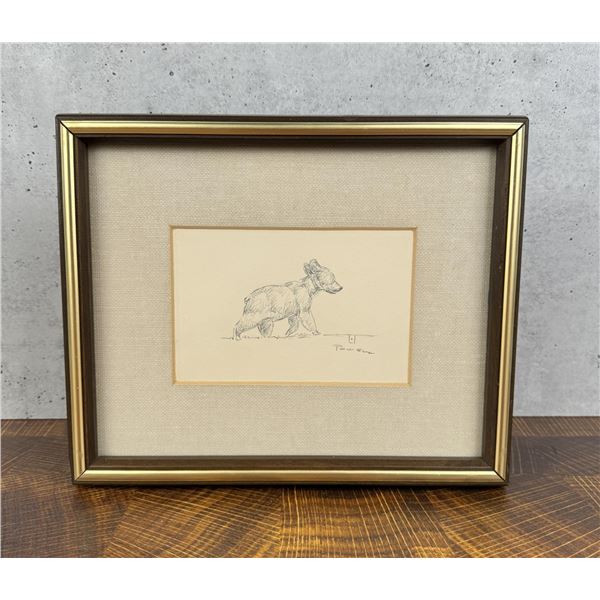 Ace Powell Montana Bear Cub Pen and Ink Drawing