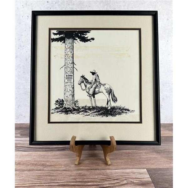 John Segesman Montana Cowboy Pen and Ink Drawing