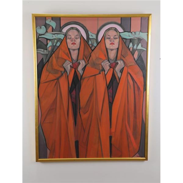 Janet McKenzie Twins Oil on Canvas Painting