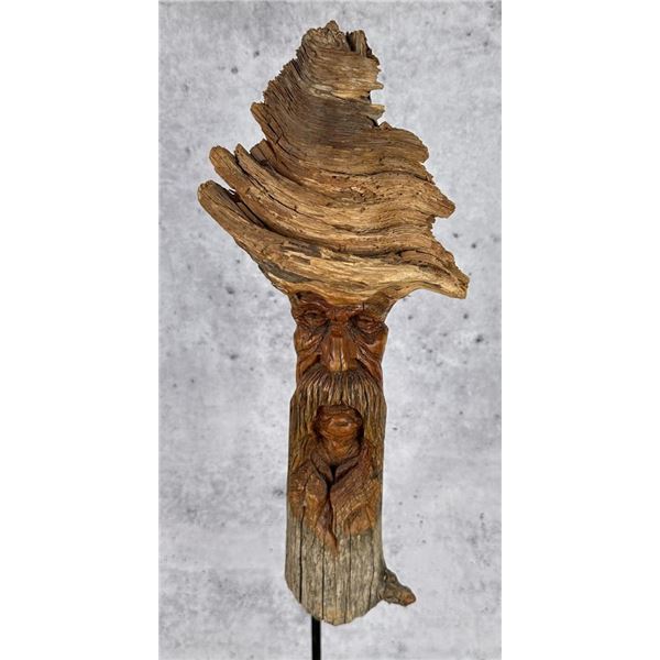 Montana Cottonwood Cowboy Tree Spirit Carving