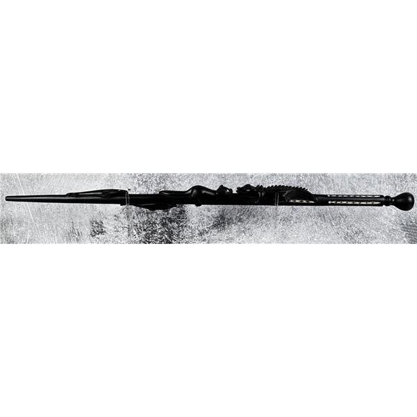 African Inlaid Ebony Walking Stick Cane