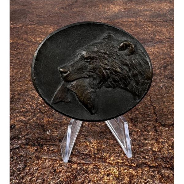 Cast Bronze Bear With Salmon Paperweight