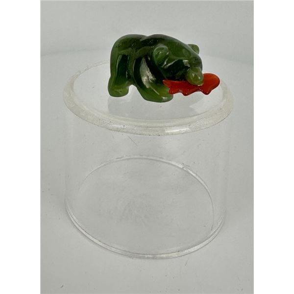 Alaskan Carved Jade Bear With Fish