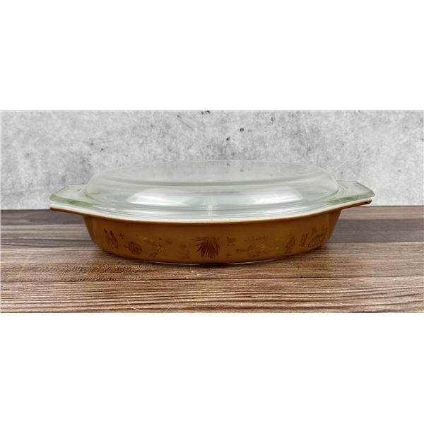 Pyrex Early American Divided Casserole With Lid