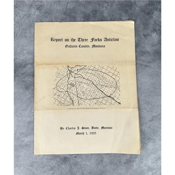 1925 Report on the Three Forks Anticline