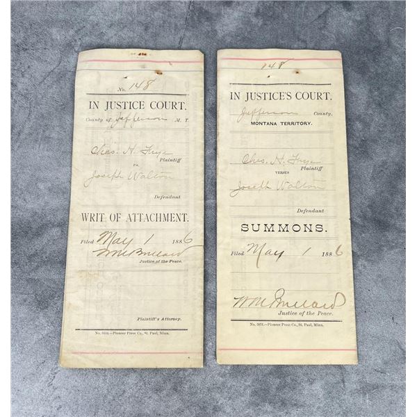 Montana Territory Horse Thief Court Documents