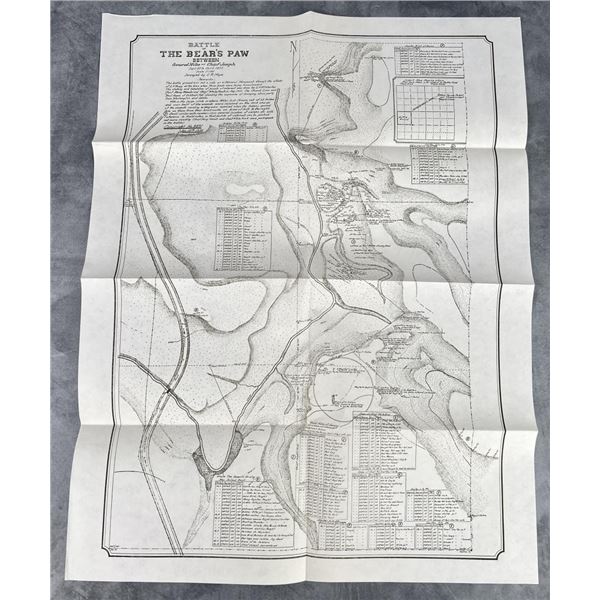 1936 Battle of The Bear Paw Map Montana