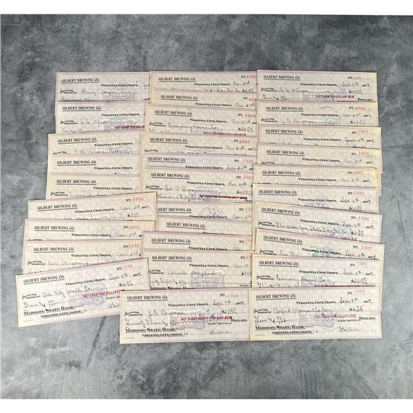 1917 Gilbert Brewing Virginia City Montana Checks