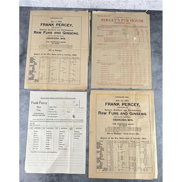 Frank Percey Raw Furs and Ginseng Price Lists
