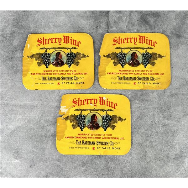 Great Falls Montana Sherry Wine Labels