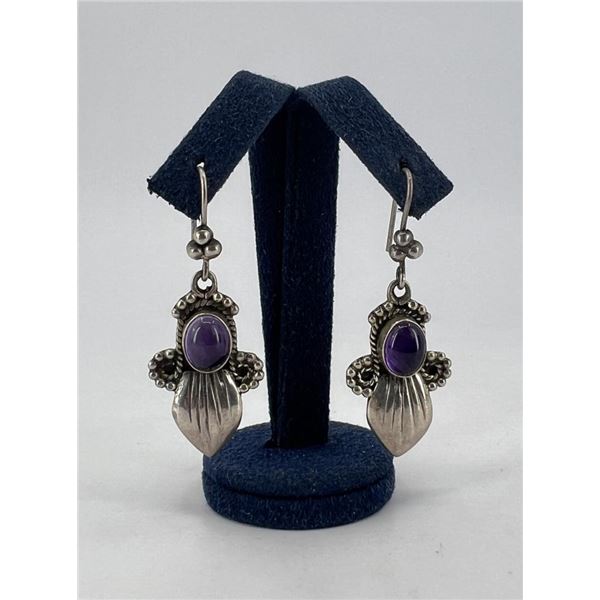 Navajo Sterling Silver Amethyst Earrings