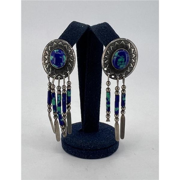 Navajo Sterling Silver Azurite Earrings