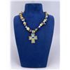 Image 1 : Zuni Inlay Cross On Stone Bead Necklace