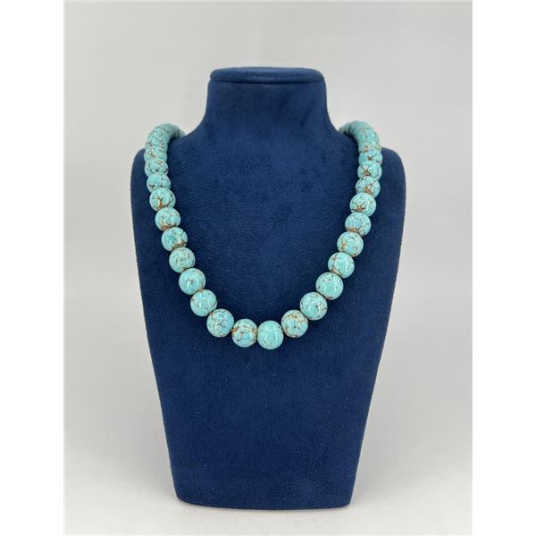 Victorian Turquoise Porcelain Bead Necklace