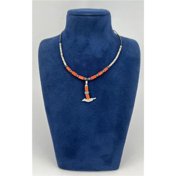 Zuni Sterling Silver Heishi Fetish Necklace