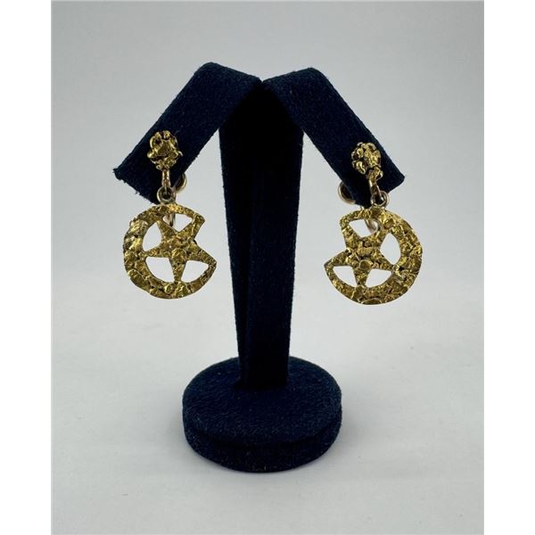 Moon & Stars 10K Gold Nugget Earrings